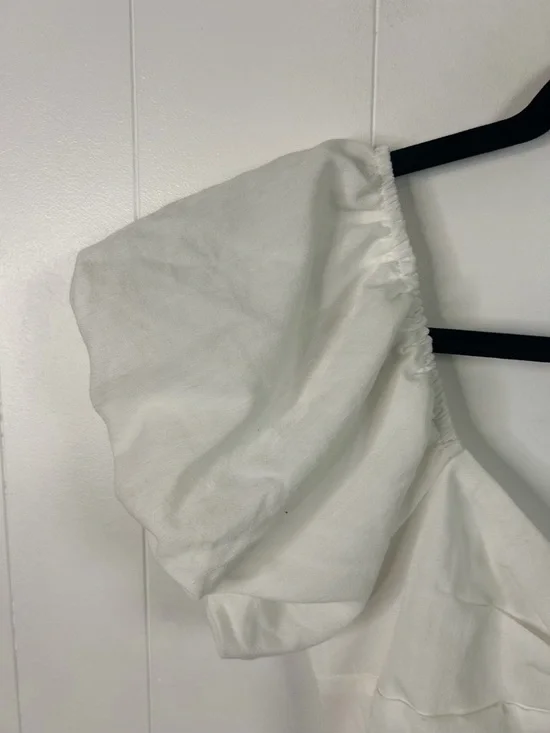 Trixxi White Mini Dress Puff Sleeve Fit Flare Cottagecore Summer Size Small New - Picture 7 of 13